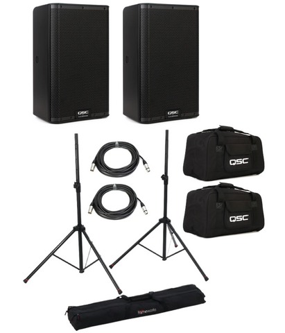 Audio Package: Mixer, Two Powered Speakers on Stands *